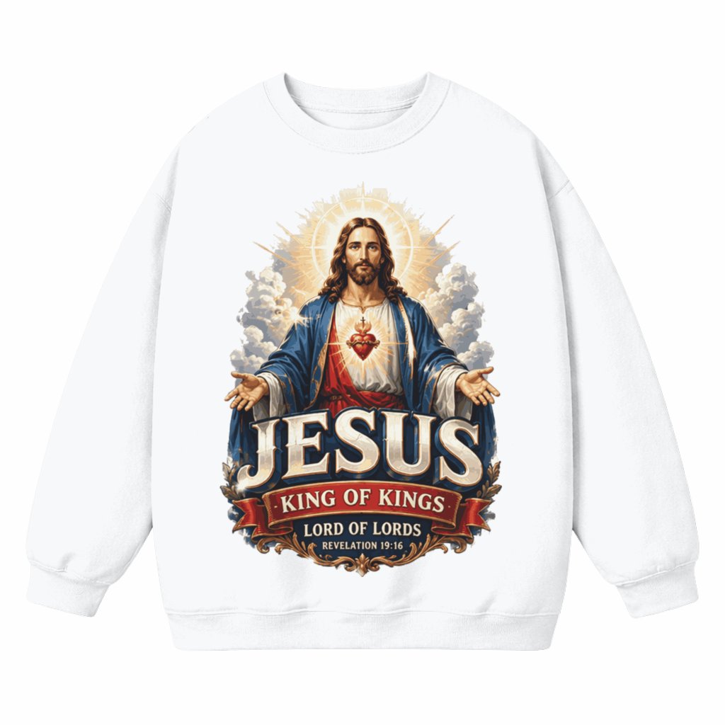 Classic Jesus Cross Graphic Sweatshirt – Christian Faith Gift for Believers, Vintage Religious Design - front view