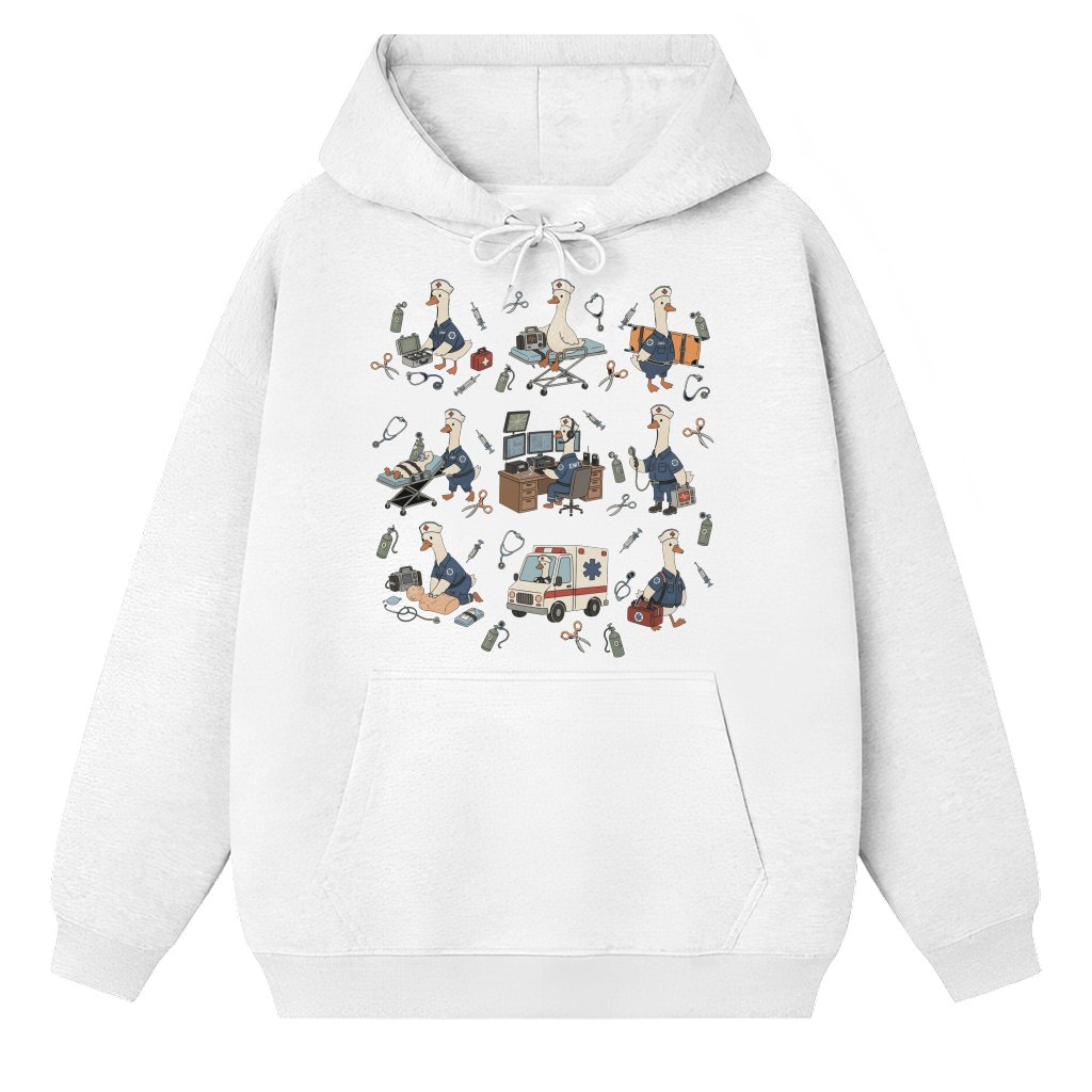 Silly Goose EMT Graphic Hoodie – EMS First Responder Appreciation Gift – Funny Paramedic Shirt - front view