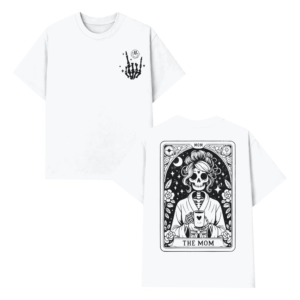 Rock Skeleton Mom Graphic Tee – Motherhood Daily Wear Gift – Chic Rocking Mom Shirt - front view