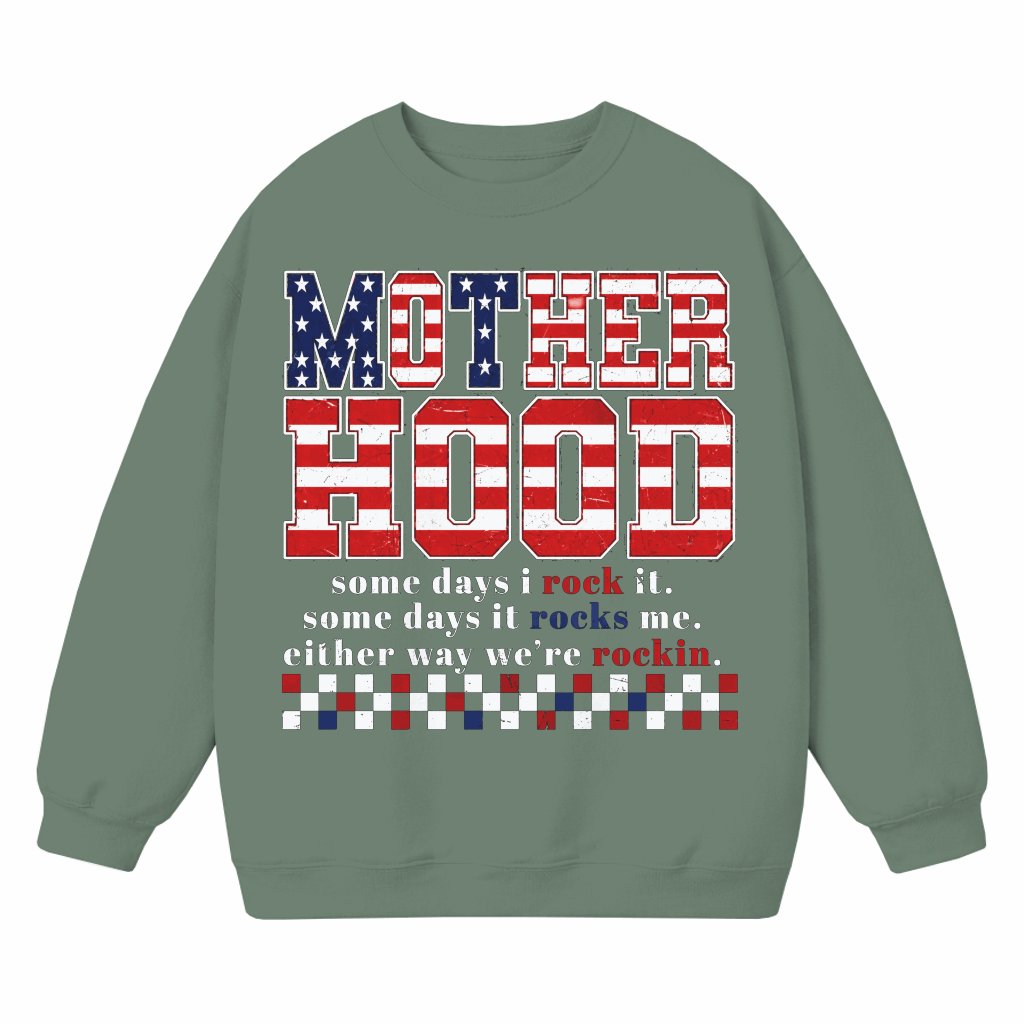 Comfort Colors Funny Motherhood Graphic Sweatshirt – 4th of July Mom Life Shirt, Patriotic USA Mama Humor Gift - front view