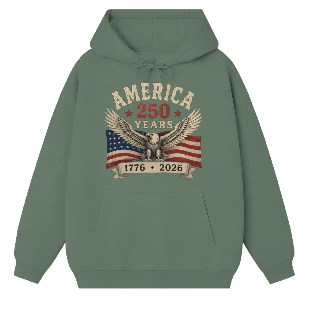 Vintage 1776-2026 USA Hoodie – 250 Years of Freedom Patriotic Gift for Men Women, Independence Day Graphic - front view