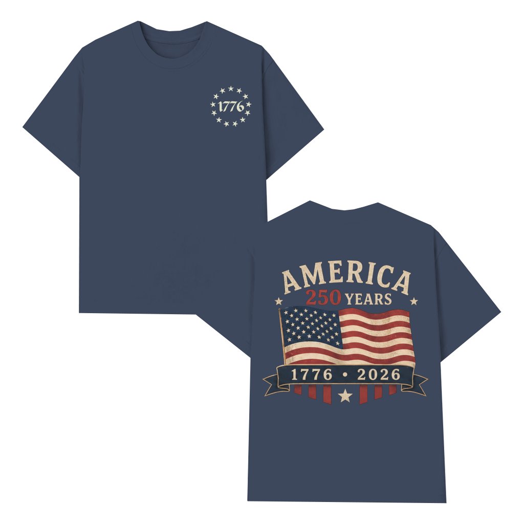 Patriotic USA 250 2 Side Shirt – USA 1776-2026 Independence Day Gift for Men Women, Vintage 4th of July American Flag - front view