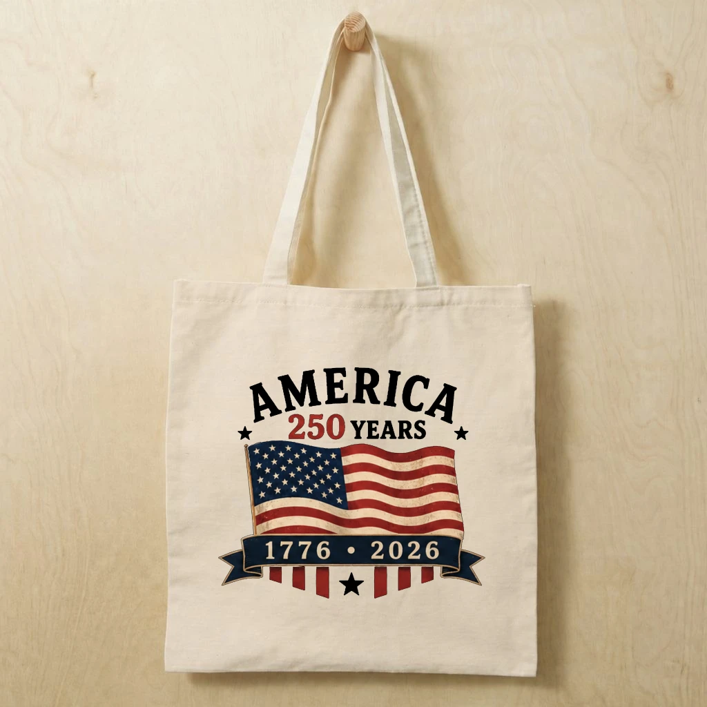 Patriotic USA 250 Cotton Tote Bag - 250 Years of Freedom Patriotic Gift for Men Women, Independence Day Graphic - front view