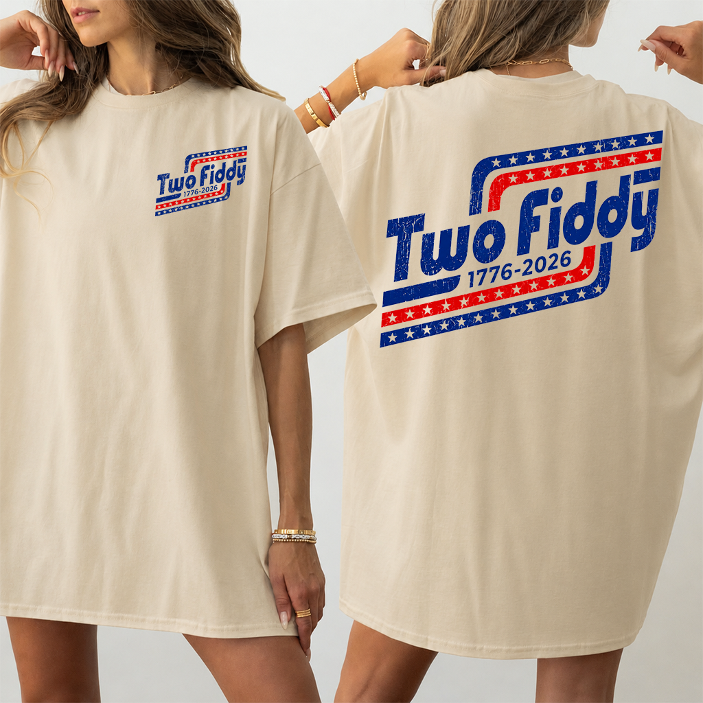 Vintage America Two Fiddy T-Shirt 2 sided - 1776 2026 Gift for Him & Her - back view