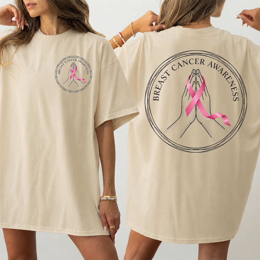 Pray for Her Breast Cancer Awareness T-shirt| Pink Ribbon Gift for Breast Cancer Fighter - back view
