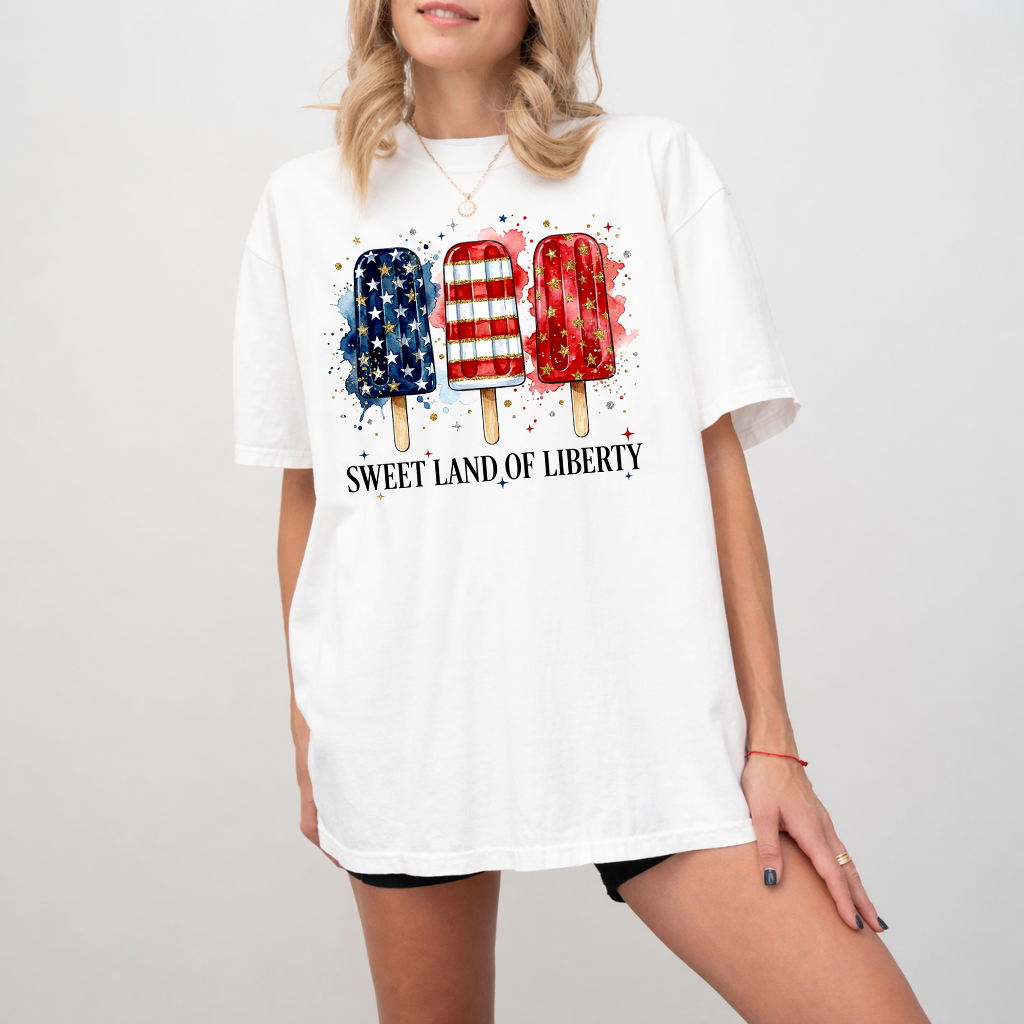Comfort Colors Sweet Land Of Liberty Patriotic USA Ice Cream Shirt - Funny 4th of July Gift for men and women - back view