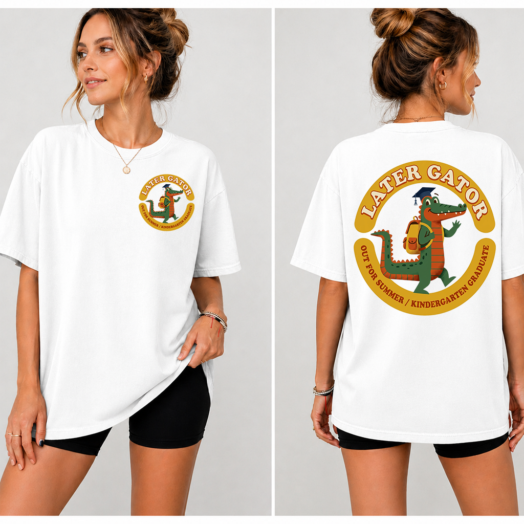 Later Gator Funny Graduation Season T-Shirt| Out for Summer Funny Gator Gift for Teachers & Students - detail view