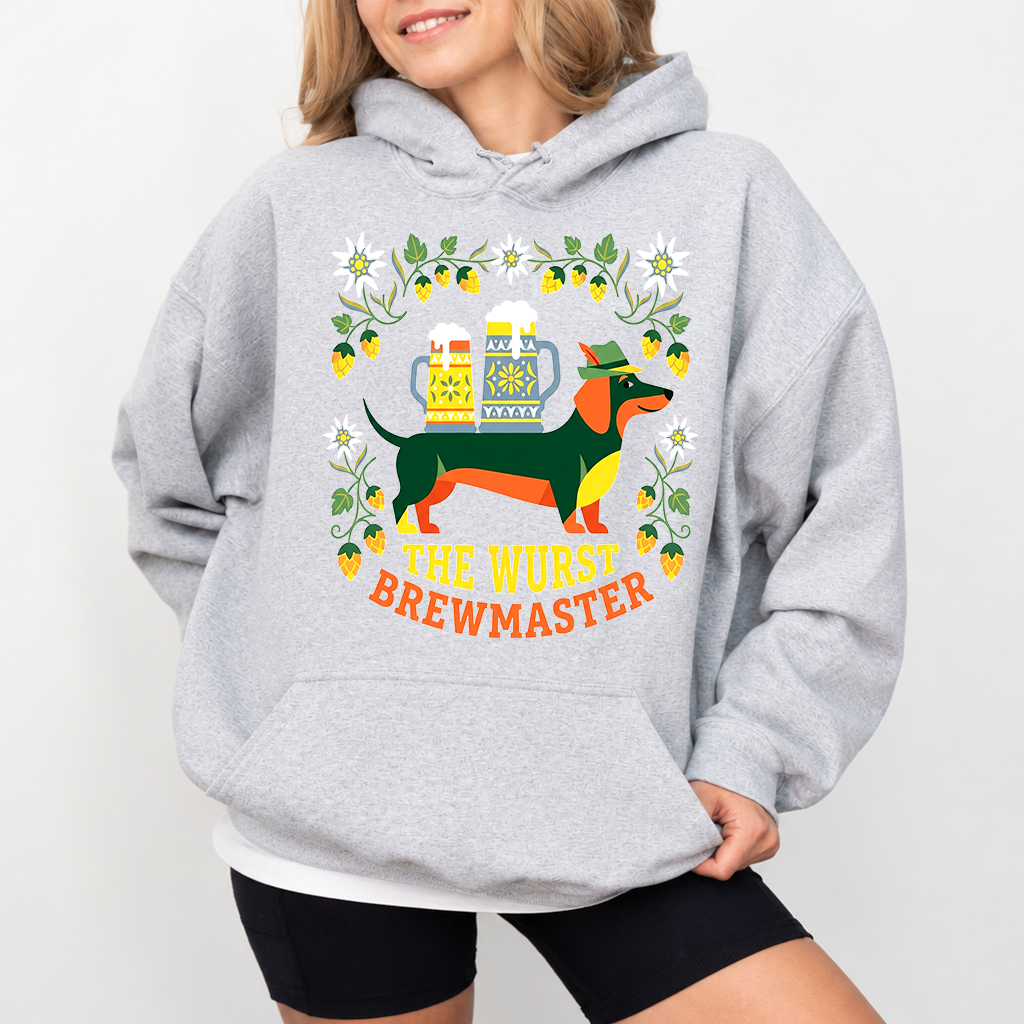 The Wurst Brewmaster Dachshund Oktoberfest Hoodie | Funny German Oktoberfest Gift for Beer Lovers - back view