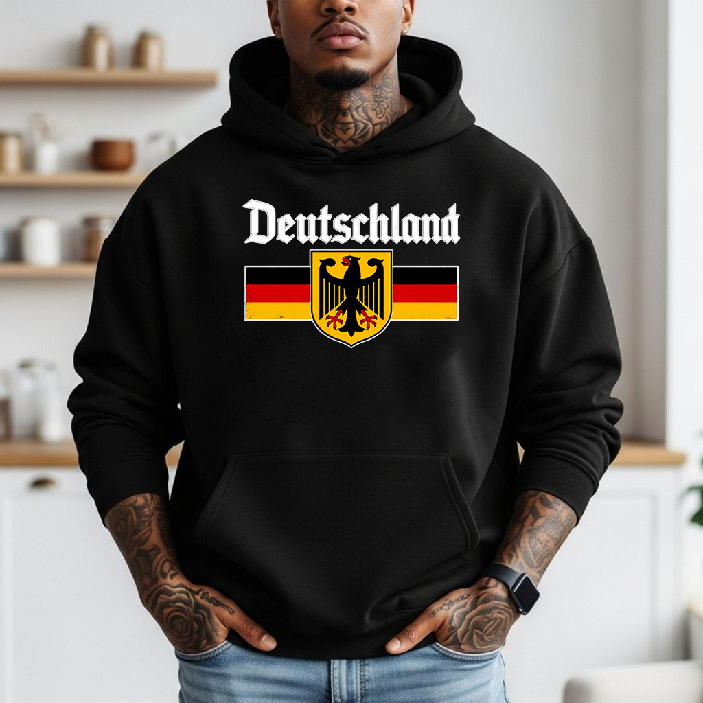 Deutschland Flag Eagle Vintage German Oktoberfest Hoodie | German Heritage Pride Gift for Beer Lovers - back view