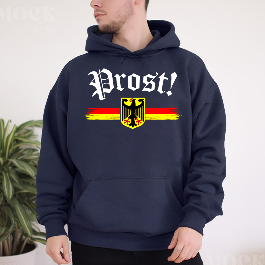 Vintage Prost Oktoberfest Hoodie for Men Women Germany Flag Cheers Gift Beer Lovers - detail view