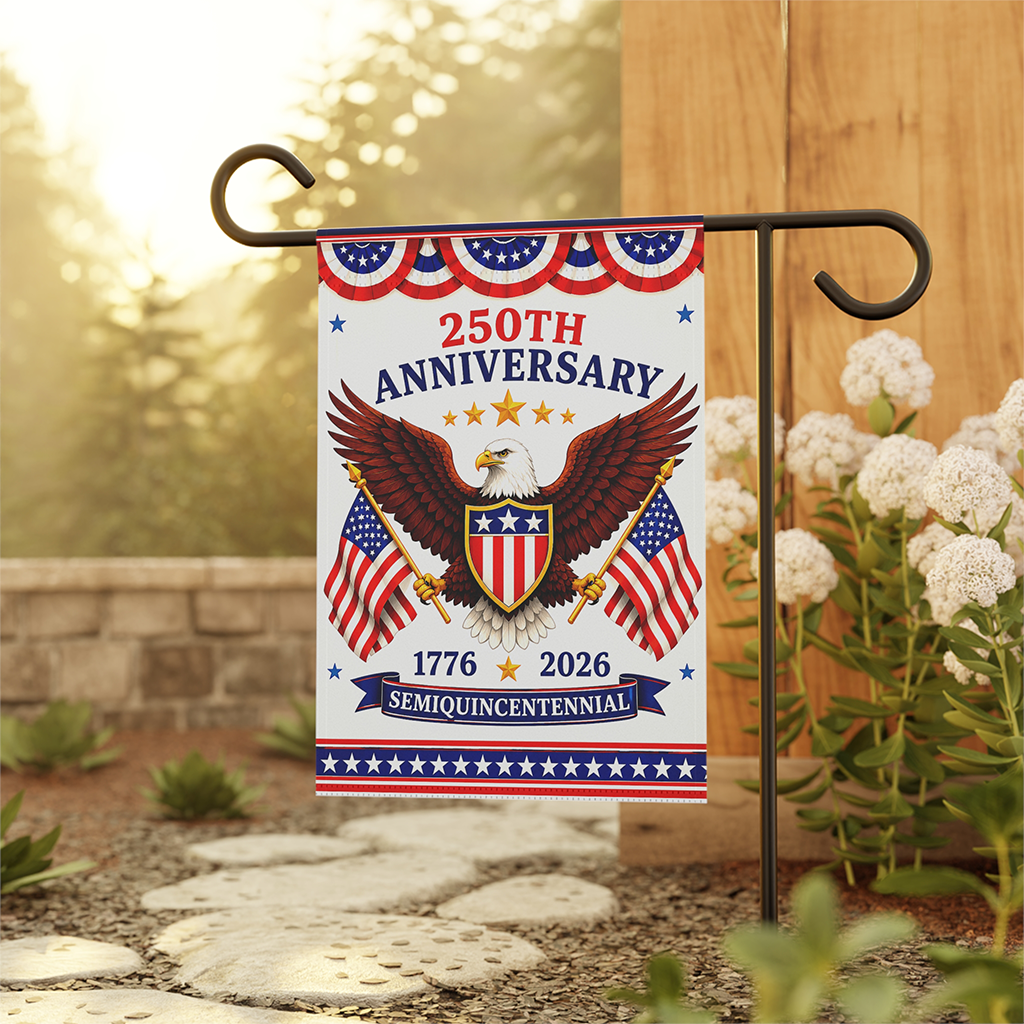 250th Anniversary USA Eagle Garden Flag | Fourth of July Decor Patriotic USA Banner | Independence Gift for Decorations - front view