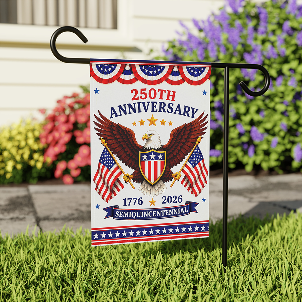 250th Anniversary USA Eagle Garden Flag | Fourth of July Decor Patriotic USA Banner | Independence Gift for Decorations - back view