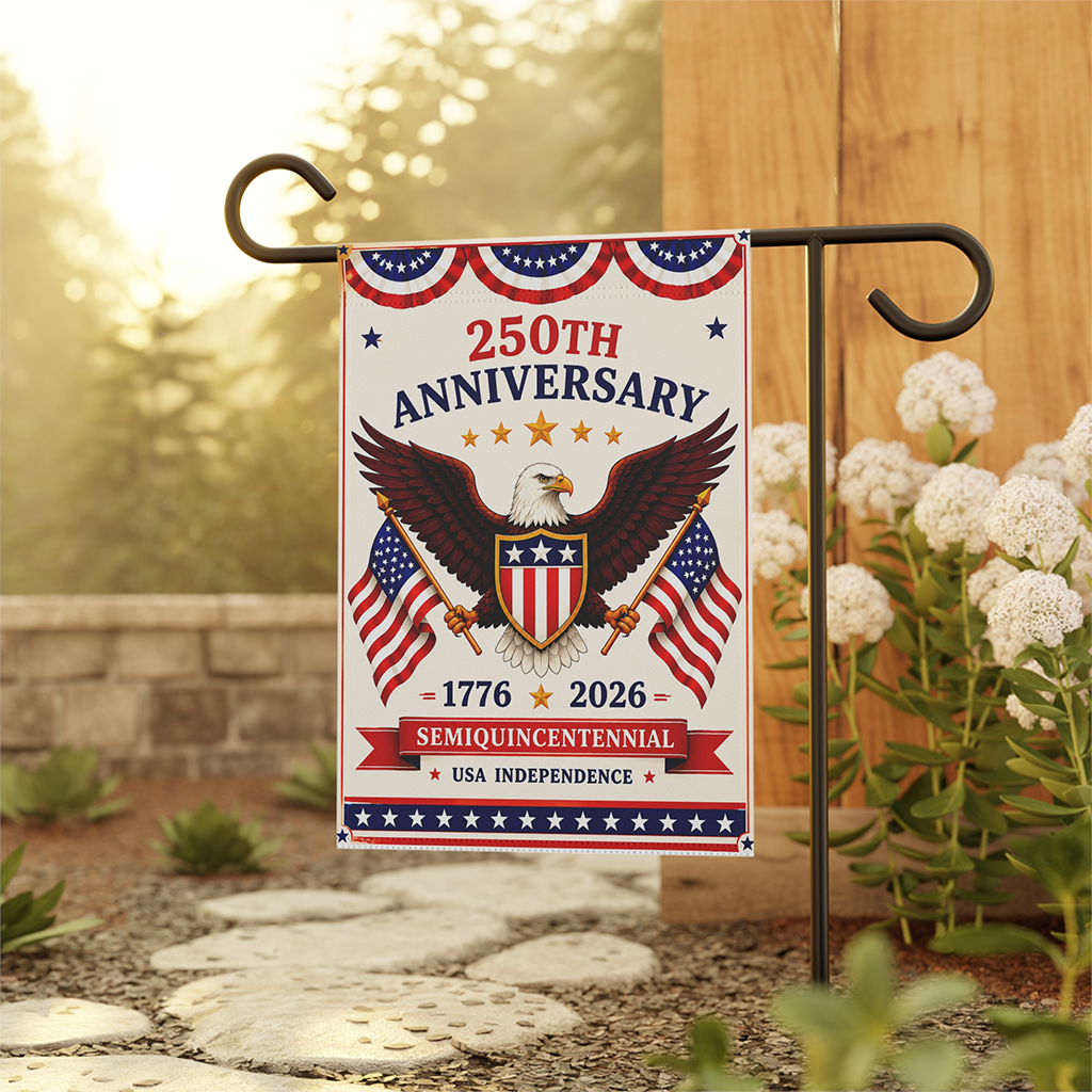 4th of July Patriotic Eagle 250th Anniversary Garden Flag |1776-2026 America Banner Gift for Decorations - front view