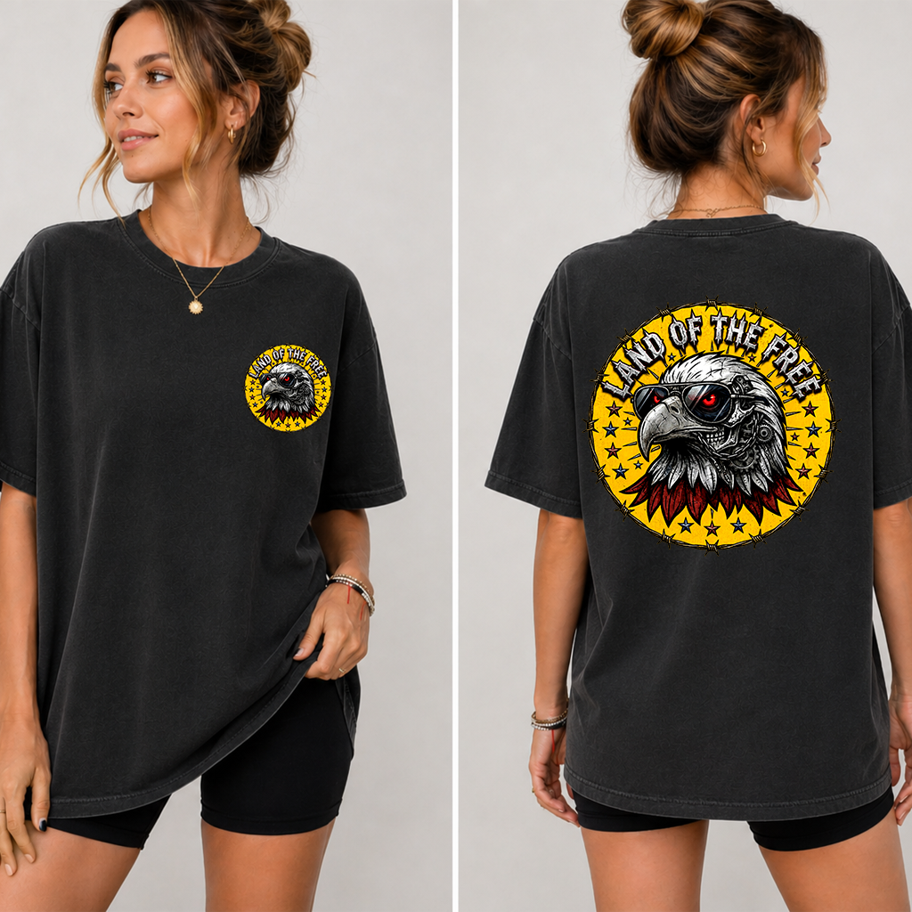 Comfort Colors Eagle Land Of The Free Shirt - USA Independence Day Gift for men & women - detail view